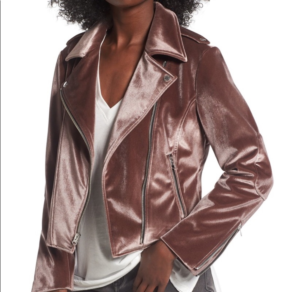 Motorcycle style jacket velvet fabric finish